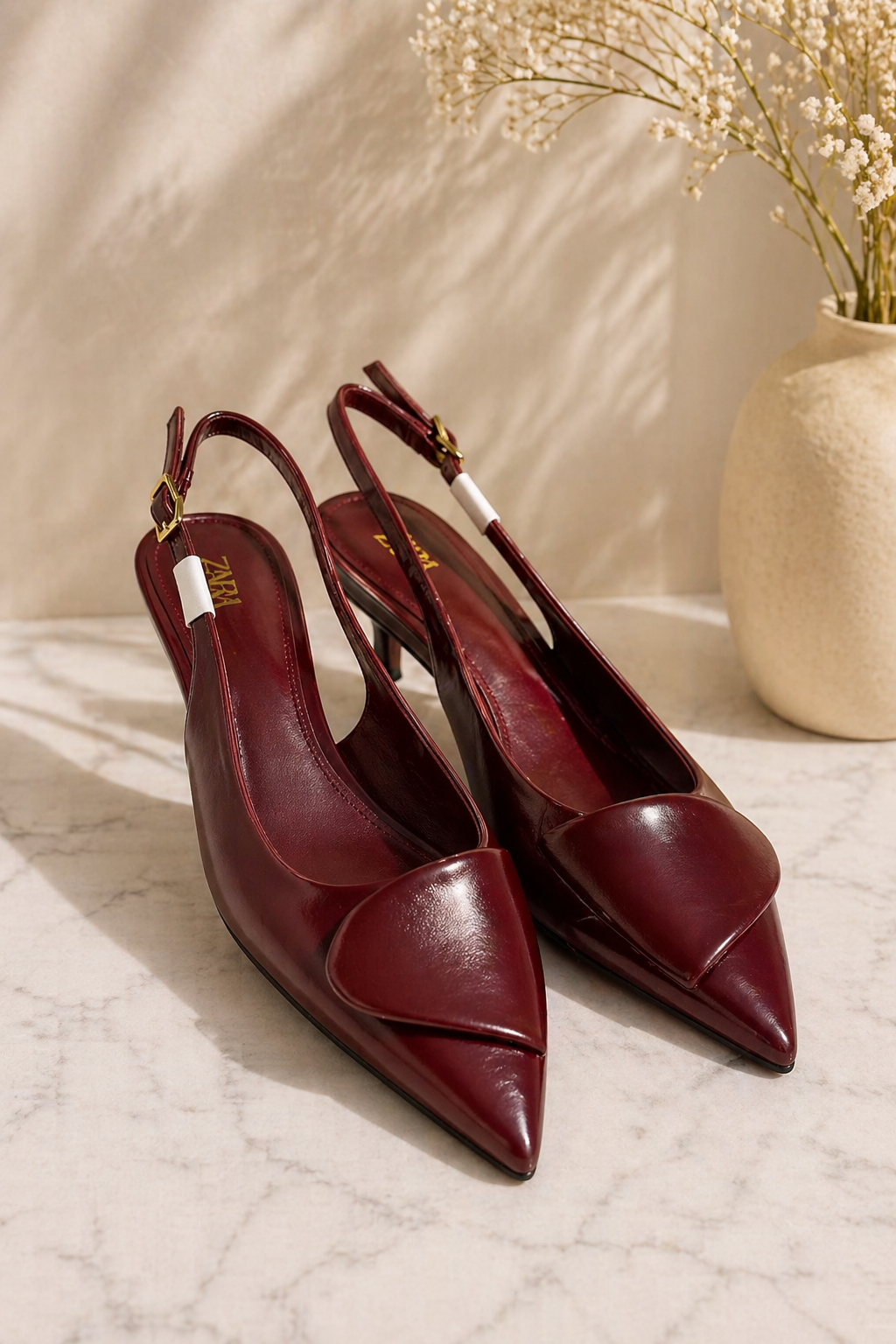 Chaussures Escarpins Slingback ZARA Bordeaux - Talon Aiguille Pointu — vue 2