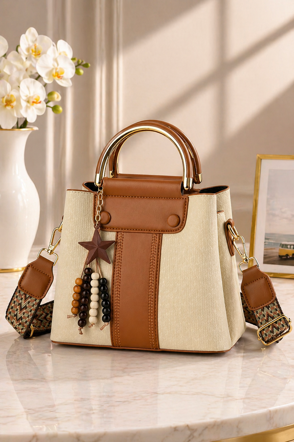 Sac bandoulière chic avec poignée rigide
