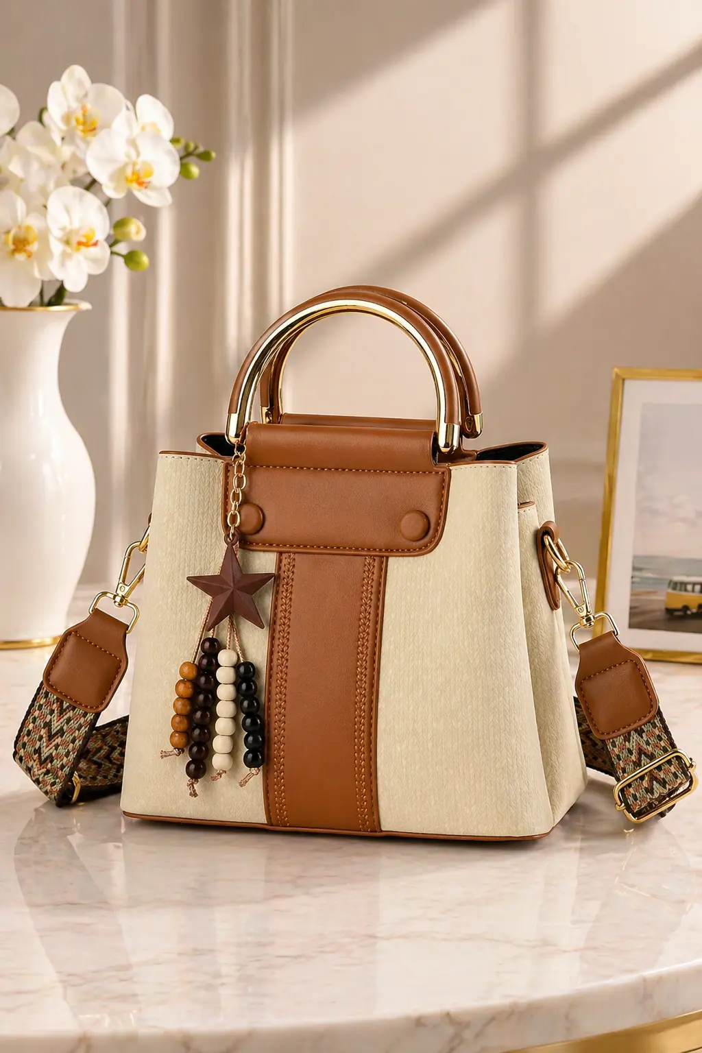 Sac bandoulière chic avec poignée rigide
