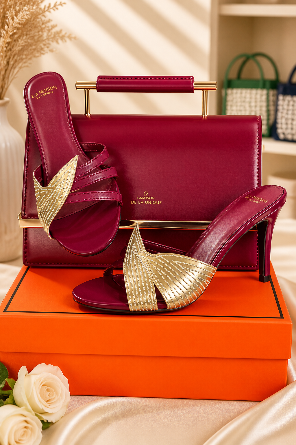 Sandales Femme Vertes & Dorées à Talon – Style Luxe Élégant — vue 3