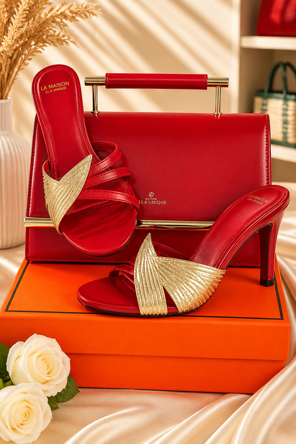 Sandales Femme Vertes & Dorées à Talon – Style Luxe Élégant — vue 4