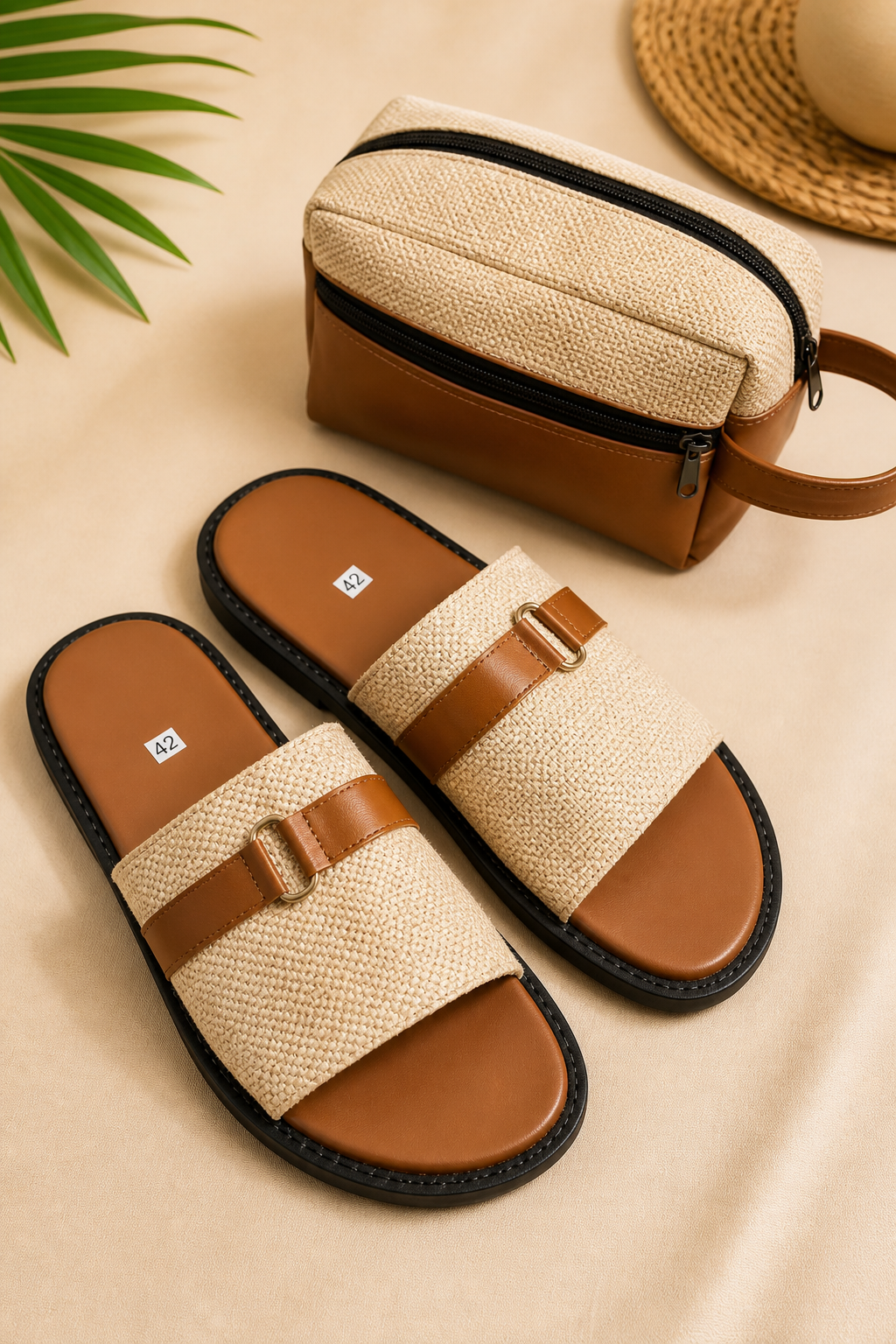 Sandales Homme Bicolores Marron & Beige – Style Élégant Décontracté — vue 2